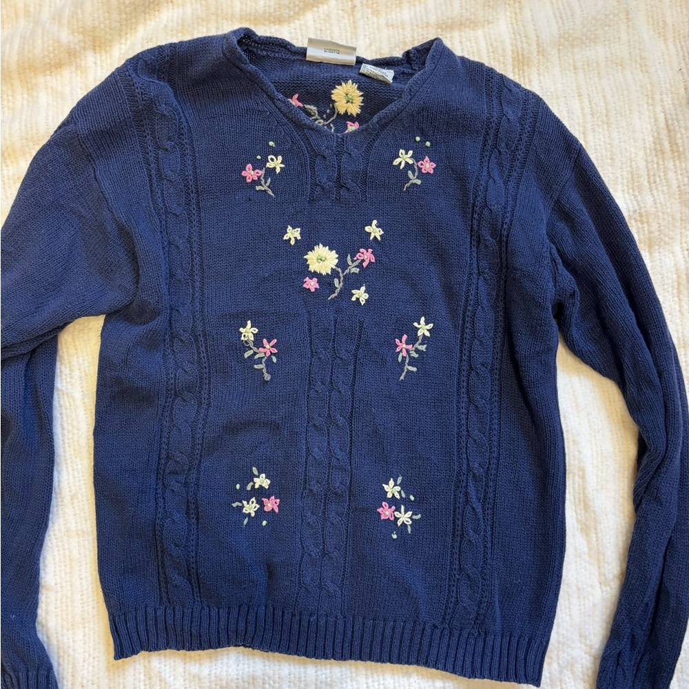 Northern Reflections Navy Floral Sweater